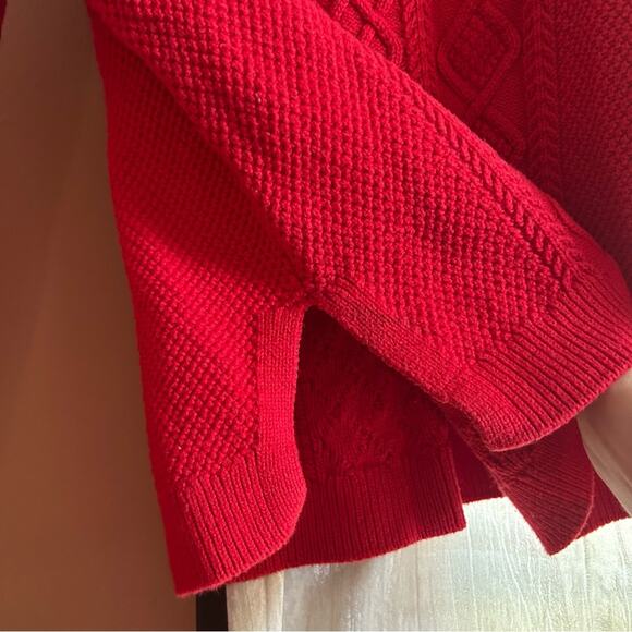 J. Crew Cotton Cable-knit Crewneck Sweater Radiant Ruby Red Crew Neck Size S - Picture 6 of 7